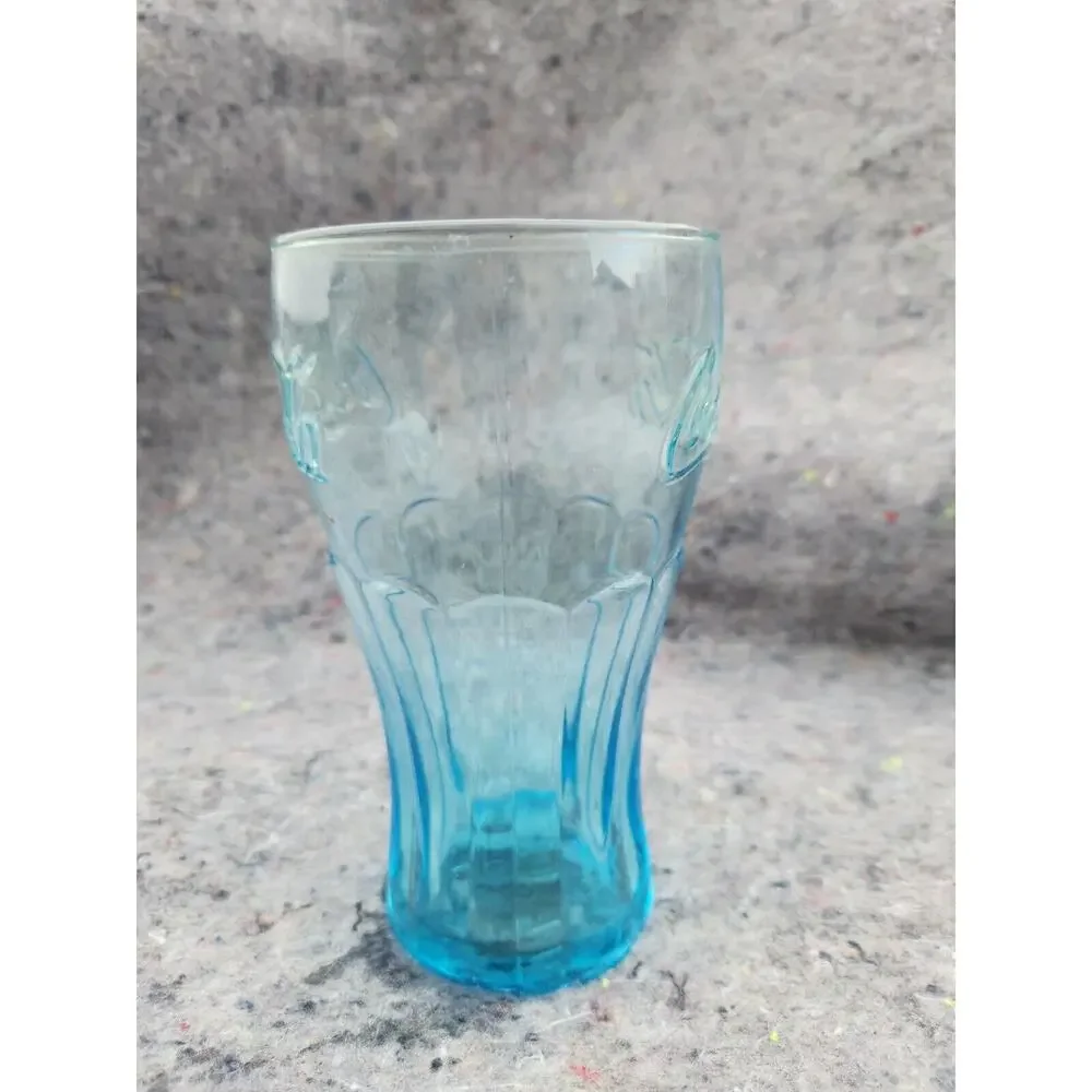 Coca Cola Aqua Light Blue Vintage 6” Tall Glass Tumbler Mug See Pics !!